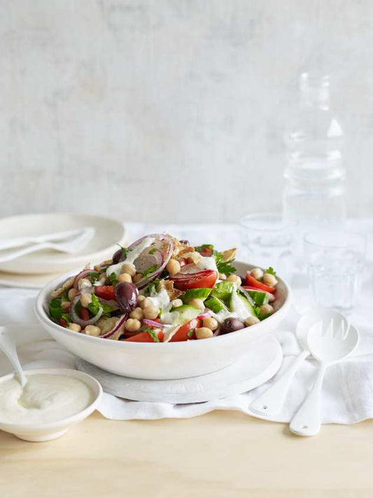 Crunchy Chick Pea Salad with Feta Dressing