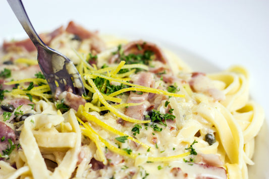 Lemon and Caper Alfredo Sauce with Pancetta