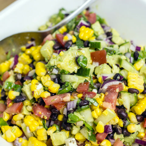 Corn and Red Kidney Bean salad with a Lime and Cumin Dressing