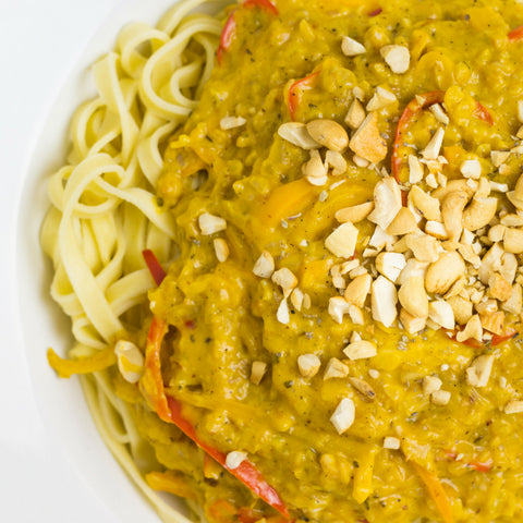 Fettuccine with Capsicum and Cashews
