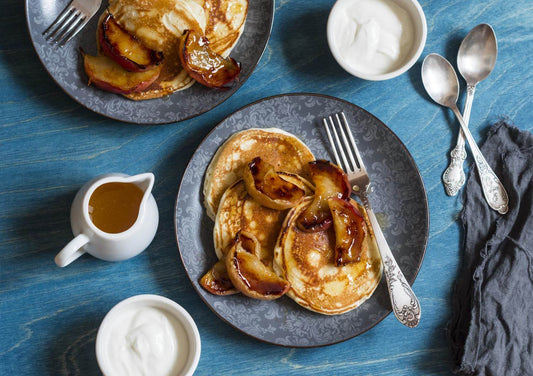 Buttermilk Pancakes with Maple Caramel Roast Apples