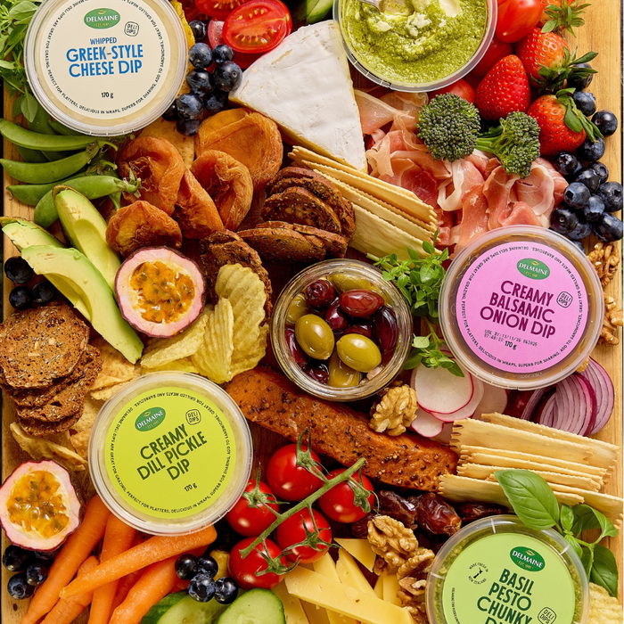 flat lay of delmaine dips