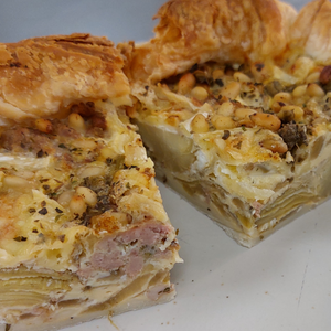 Artichoke, Sausage and Leek Pie
