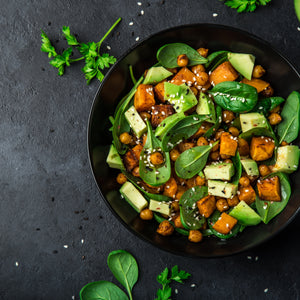 Chickpea, Kumara, Spinach and Avocado Salad