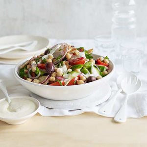 Crunchy Chickpea Salad with Feta Dressing