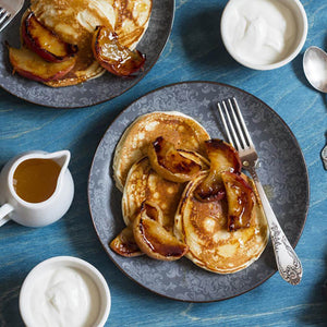 Buttermilk Pancakes with Maple Caramel Roast Apples